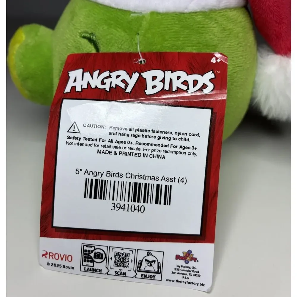 Angry Birds Santa Hat Pig Plush 5” Christmas 2025 Toy Factory New With Bent Tags